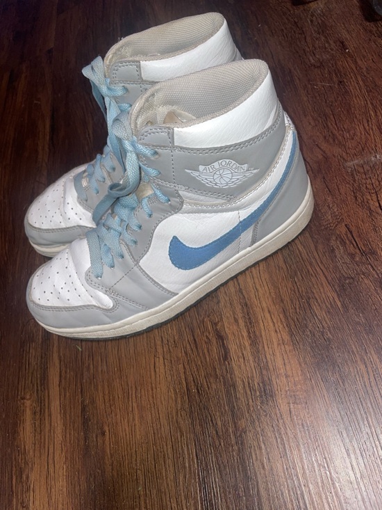 Nike Shoes - Nike Air Jordan 1 High Top Sneakers - White, Gray & Light Blue